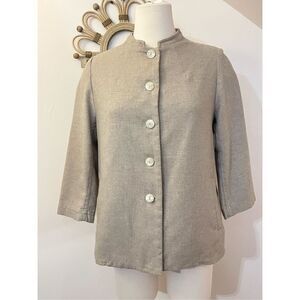 Casey Casey Cashmere Virgin Wool Beige Nehru collar Button Front Jacket M